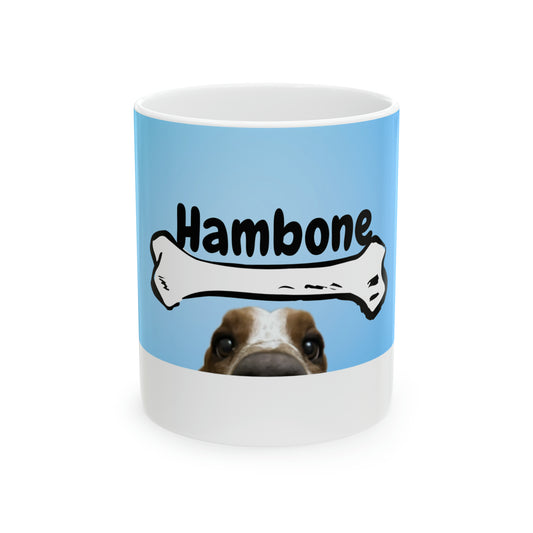 Hambone Peeking Mug (Blue), 11oz